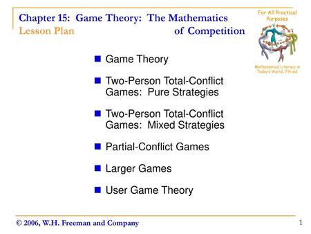 Chapter 15: Game Theory: The Mathematics Lesson Plan of Competition