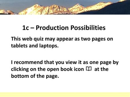 1c – Production Possibilities