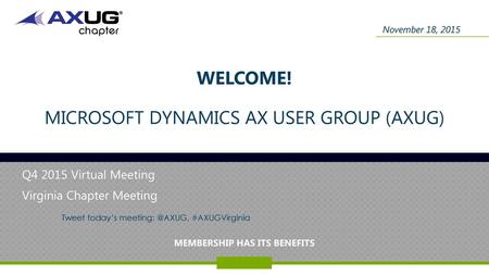 Welcome! Microsoft Dynamics AX user Group (AXug)