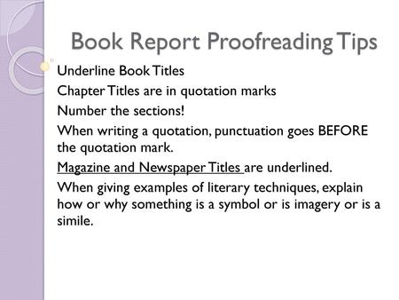 Book Report Proofreading Tips
