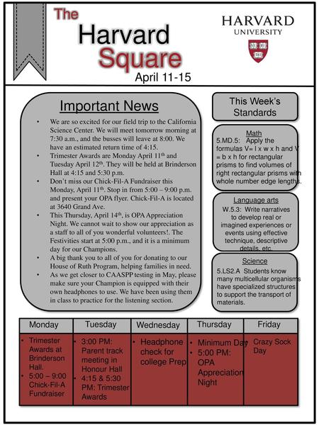 Harvard Square The Important News April This Week’s Standards