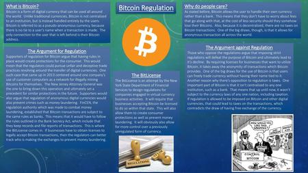 The Argument against Regulation The Argument for Regulation