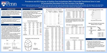 Prevalence and ECG Features of Outflow Tract Arrhythmias With a Precordial Transitional Zone in Lead V4 Successfully Eliminated From the Coronary Cusp.