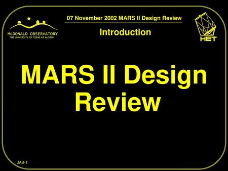 Introduction MARS II Design Review.