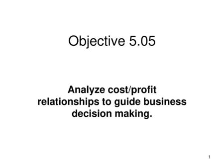 Analyze cost/profit relationships to guide business decision making.