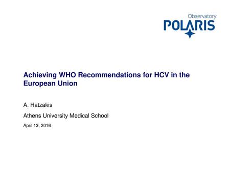 Achieving WHO Recommendations for HCV in the European Union