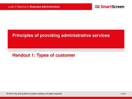 Handout 1: Types of customer