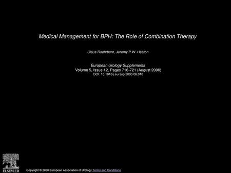 Medical Management for BPH: The Role of Combination Therapy