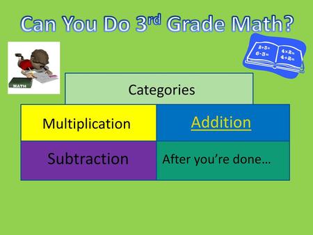 Can You Do 3rd Grade Math? Addition Subtraction Categories