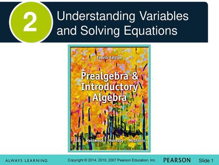 2 Understanding Variables and Solving Equations.