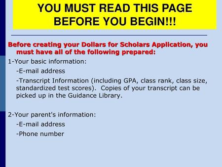 YOU MUST READ THIS PAGE BEFORE YOU BEGIN!!!