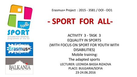 - SPORT FOR ALL- ACTIVITY 3 - TASK 3 EQUALITY IN SPORTS