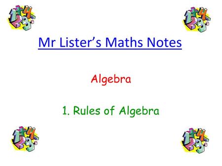Mr Lister’s Maths Notes