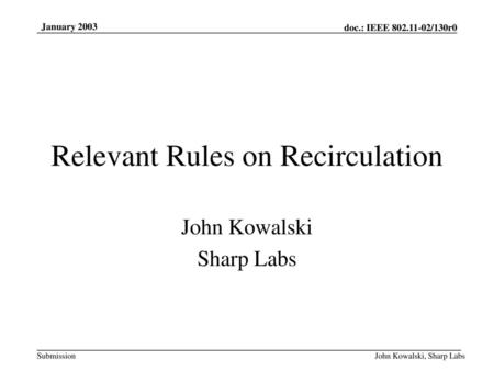 Relevant Rules on Recirculation