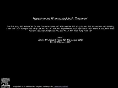 Hyperimmune IV Immunoglobulin Treatment