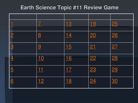 Earth Science Topic #11 Review Game