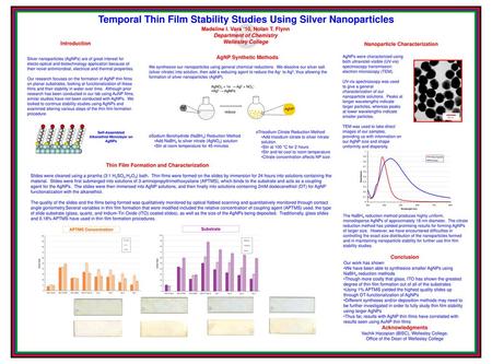 Temporal Thin Film Stability Studies Using Silver Nanoparticles