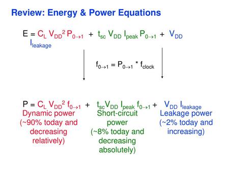 Review: Energy & Power Equations