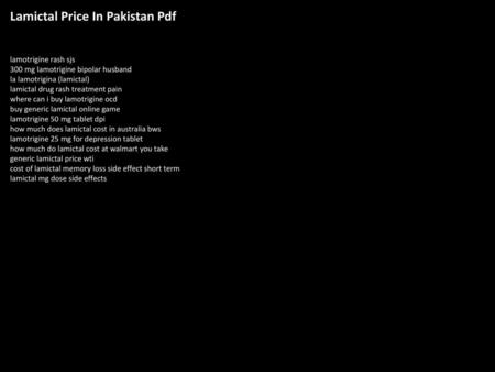 Lamictal Price In Pakistan Pdf