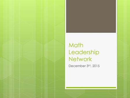 Math Leadership Network
