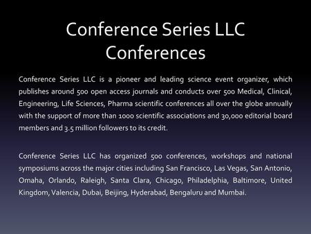 Conference Series LLC Conferences