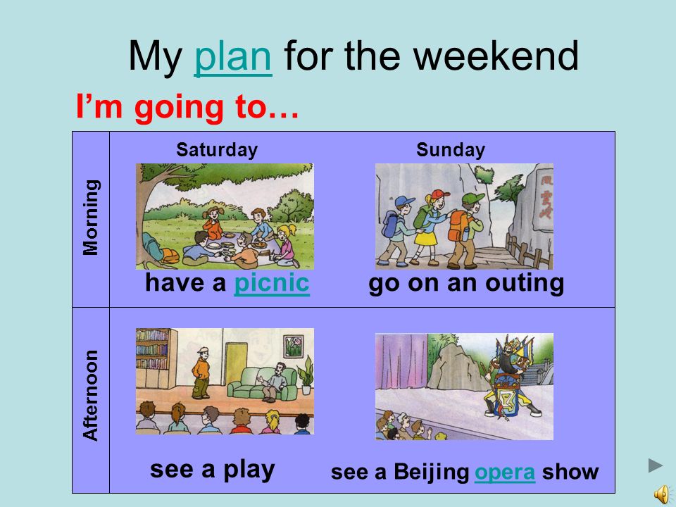 My Plan For The Weekend I M Going To Go On An Outing Have A Picnic Ppt Down...