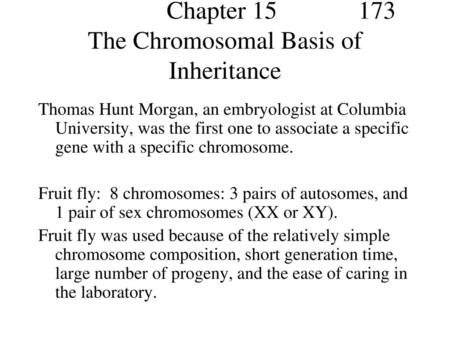 Chapter The Chromosomal Basis of Inheritance