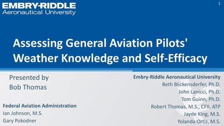 Assessing General Aviation Pilots' Weather Knowledge and Self-Efficacy