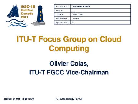 ITU-T Focus Group on Cloud Computing