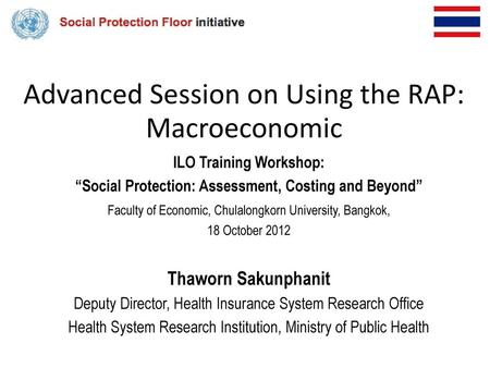 Advanced Session on Using the RAP: Macroeconomic