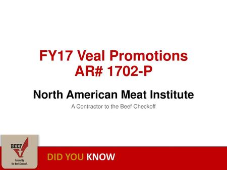 FY17 Veal Promotions AR# 1702-P