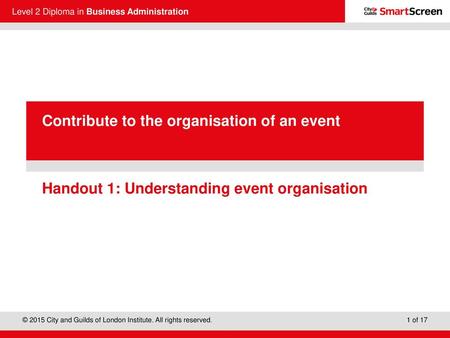 Handout 1: Understanding event organisation