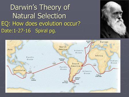 Darwin’s Theory of Natural Selection EQ: How does evolution occur