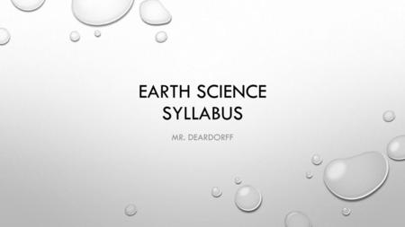 Earth science syllabus