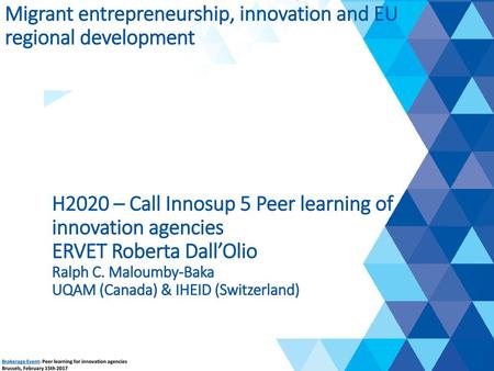 Migrant entrepreneurship, innovation and EU regional development
