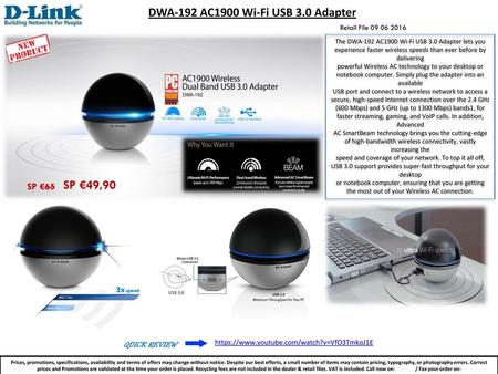 DWA-192 AC1900 Wi-Fi USB 3.0 Adapter