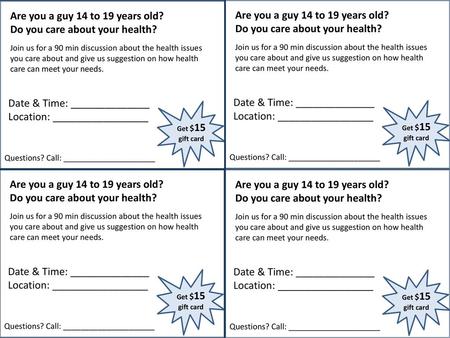 Are you a guy 14 to 19 years old? Do you care about your health?