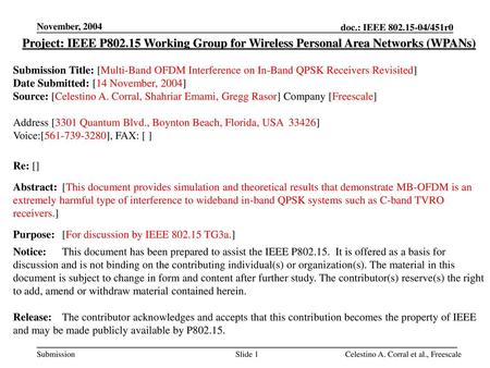 May 2003 doc.: IEEE /141r3 November, 2004
