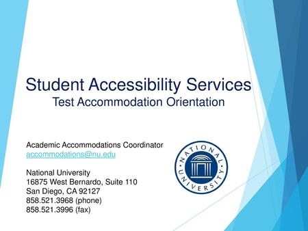 Student Accessibility Services Test Accommodation Orientation