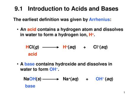 9.1 Introduction to Acids and Bases