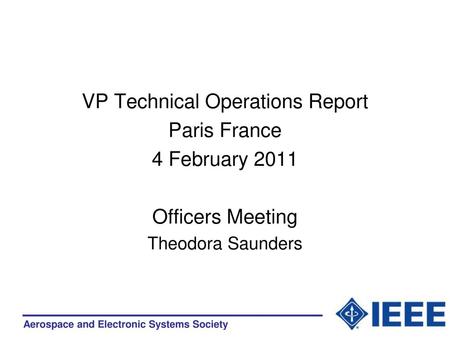 VP Technical Operations Report