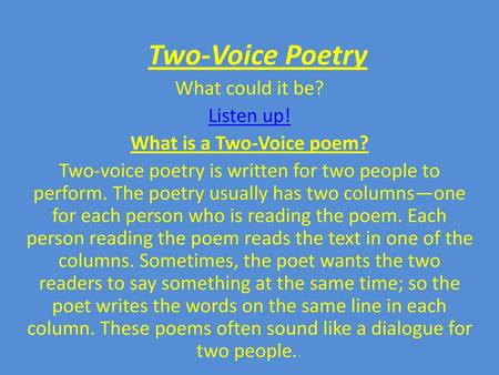 What is a Two-Voice poem?