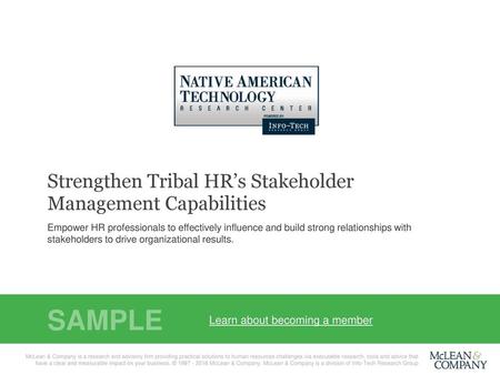 SAMPLE Strengthen Tribal HR’s Stakeholder Management Capabilities