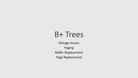 Storage Access Paging Buffer Replacement Page Replacement