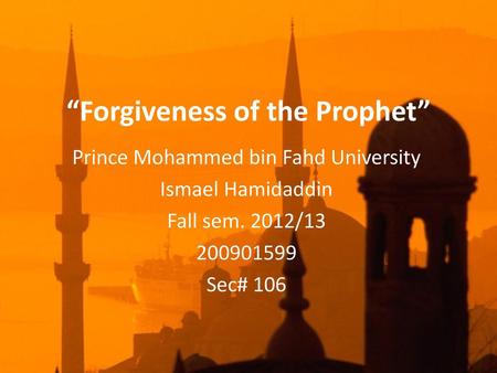 “Forgiveness of the Prophet”