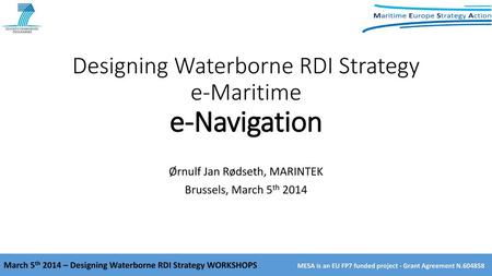 Designing Waterborne RDI Strategy e-Maritime e-Navigation