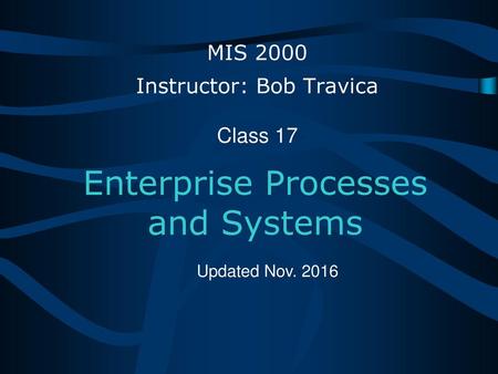 Enterprise Processes and Systems