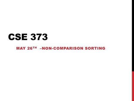 May 26th –non-comparison sorting