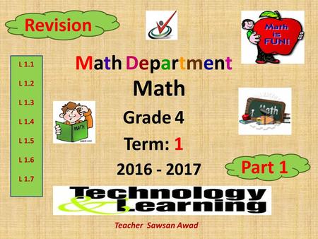 Math Math Department Revision Grade 4 Term: 1 Part