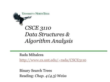 CSCE 3110 Data Structures & Algorithm Analysis